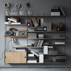 Cabinet con puertas correderas String, Chapa de fresno, 78x20 cm