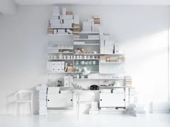 Cabinet con puertas correderas String, Blanco, 78x30 cm