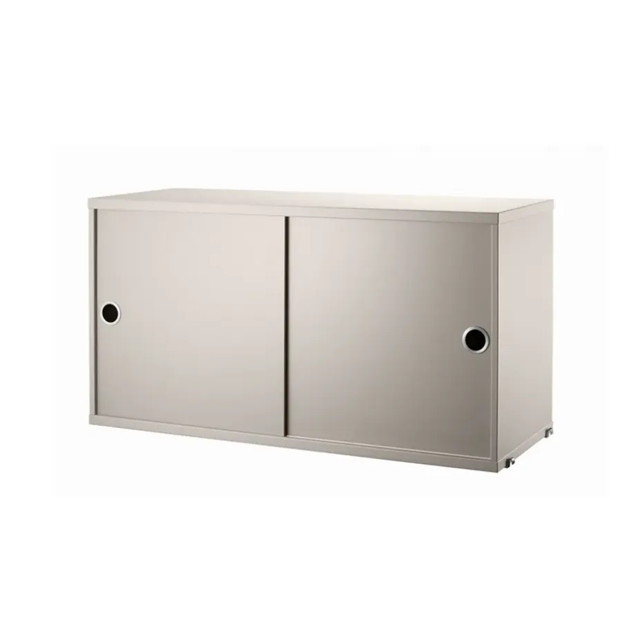 Cabinet con puertas correderas String, Beige, 78x30 cm