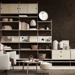 Cabinet con puertas correderas String, Fresno teñido de negro, 78x20 cm