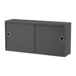 Cabinet con puertas correderas String, Gris oscuro, 78x20 cm