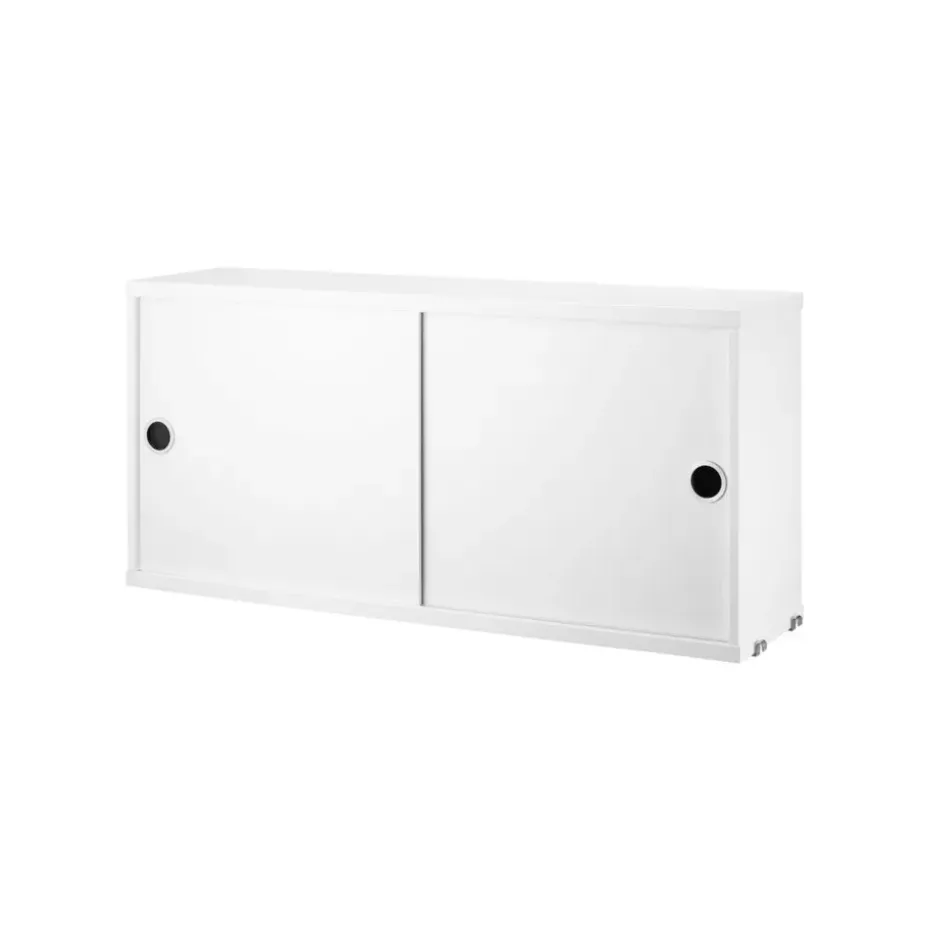 Cabinet con puertas correderas String, Blanco, 78x20 cm