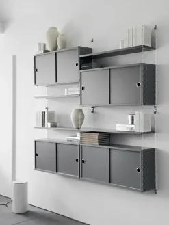 Cabinet con puertas correderas String, Blanco, 78x20 cm