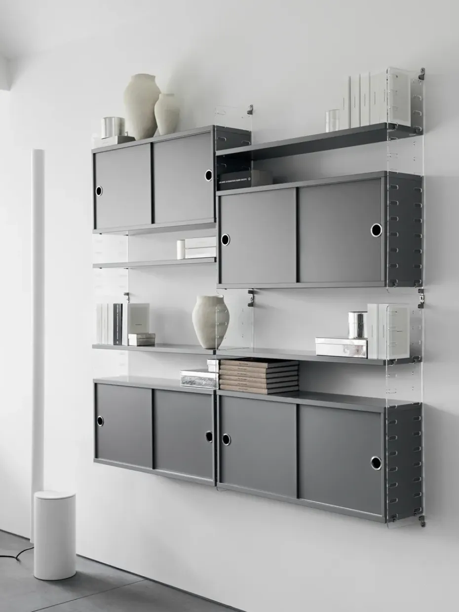 Cabinet con puertas correderas String, Blanco, 78x20 cm