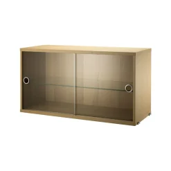 Cabinet vitrina con puertas correderas de cristal String, Roble, 78x30 cm