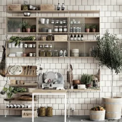 Cabinet vitrina con puertas correderas de cristal String, Roble, 78x30 cm