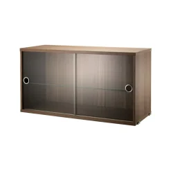Cabinet vitrina con puertas correderas de cristal String, Nogal, 78x30 cm