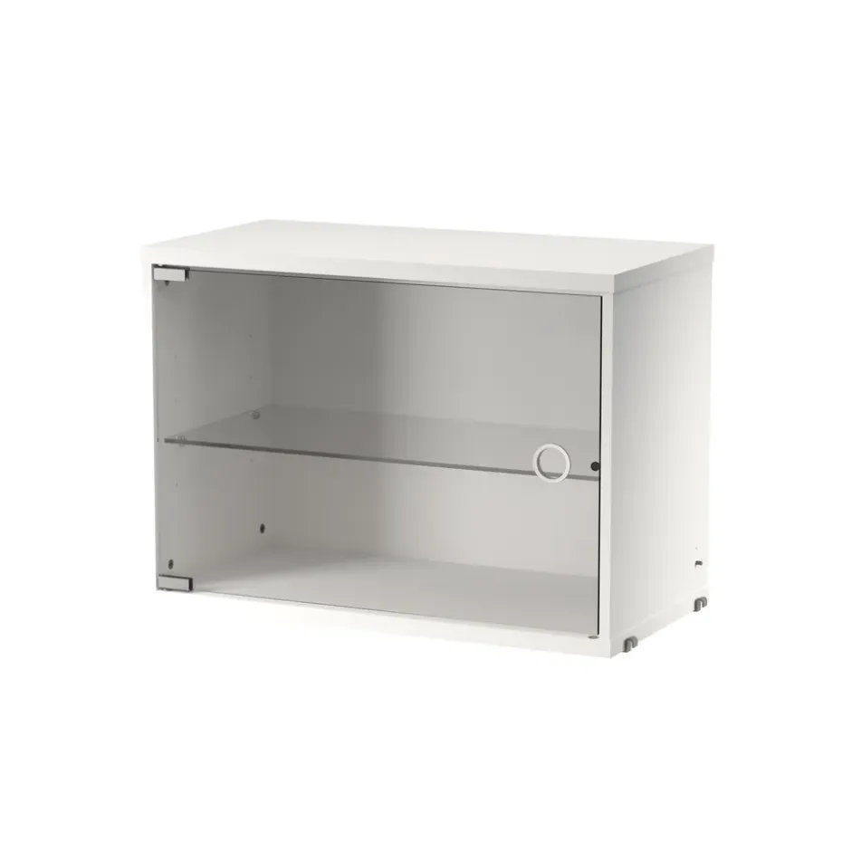 Cabinet vitrina con puertas correderas de cristal String, Blanco, 58x30 cm