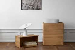 Caja de almacenaje de roble 33x60 cm, Wood, white