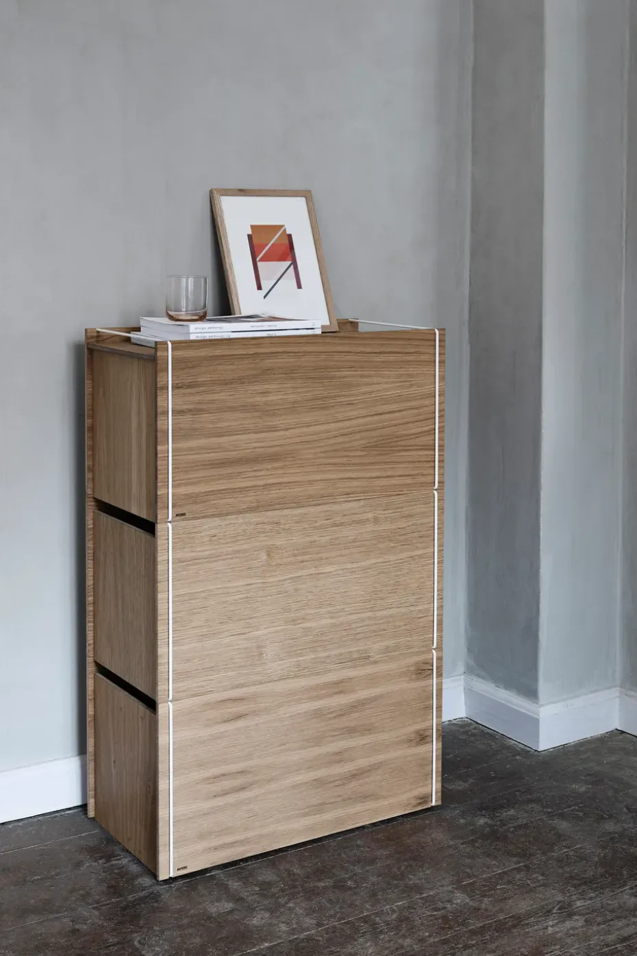 Caja de almacenaje de roble 33x60 cm, Wood, white