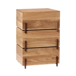 Caja de almacenaje Stack, Oak, 3 piezas, patas de nogal aceitado oscuro