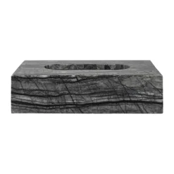 Caja de pañuelos Marble 14x25,5 cm, Negro-gris
