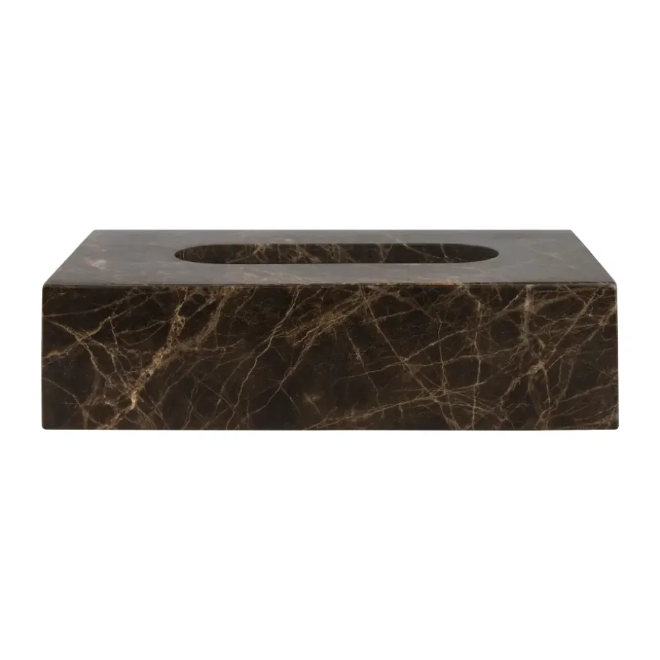 Caja de pañuelos Marble 14x25,5 cm, Marrón