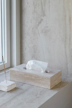Caja de pañuelos Travertine 14x25,5 cm, Linen