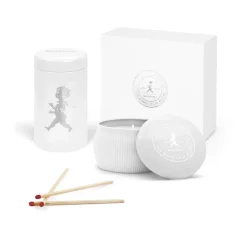 Caja de regalo Solstickan con vela aromática + bote con cerillas, Blanco-vela perfumada de eucalipto