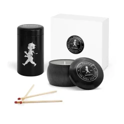 Caja de regalo Solstickan con vela aromática + bote con cerillas, Negro-vela perfumada de madera de cedro