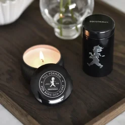 Caja de regalo Solstickan con vela aromática + bote con cerillas, Negro-vela perfumada de madera de cedro
