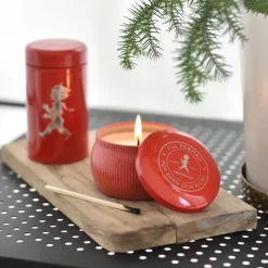 Caja de regalo Solstickan con vela aromática + bote con cerillas, Rojo-vela perfumada de canela y naranja