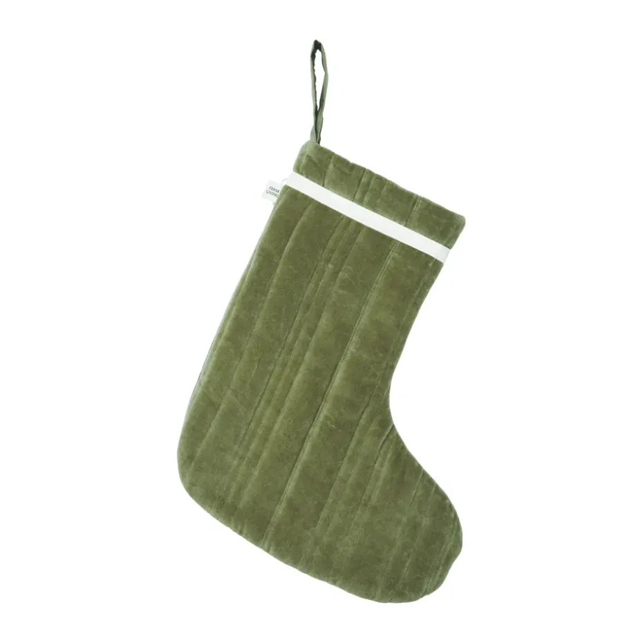 Calcetín navideño Vari quilted, Velvet-khaki