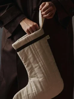 Calcetín navideño Vari quilted, Cotton-natural