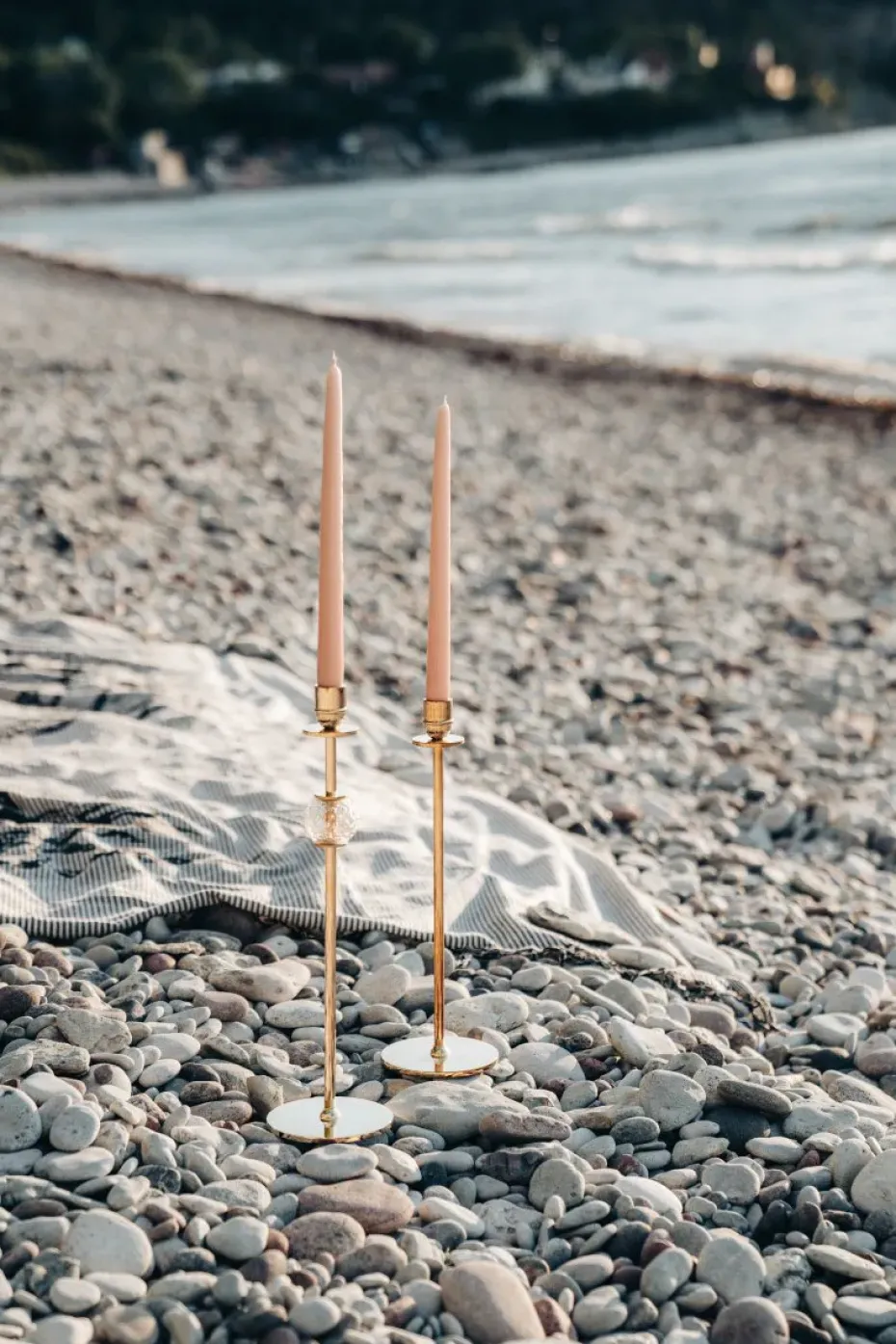 Candelabro Alba 30 cm, latón macizo y vidrio