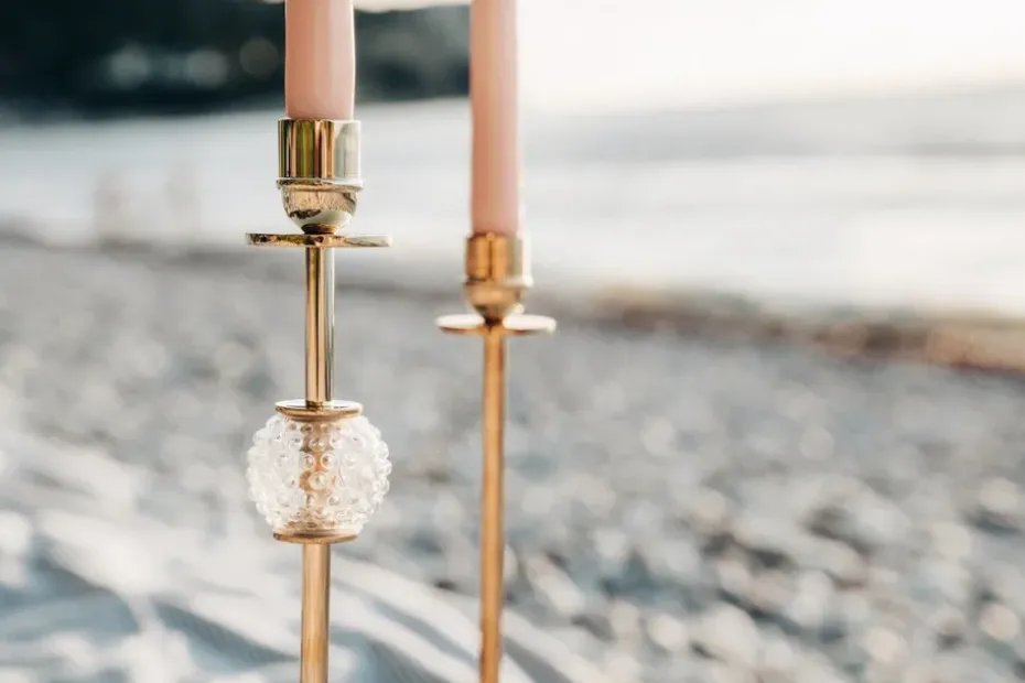 Candelabro Alba 30 cm, latón macizo y vidrio