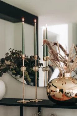 Candelabro Alba 40 cm, latón macizo y vidrio