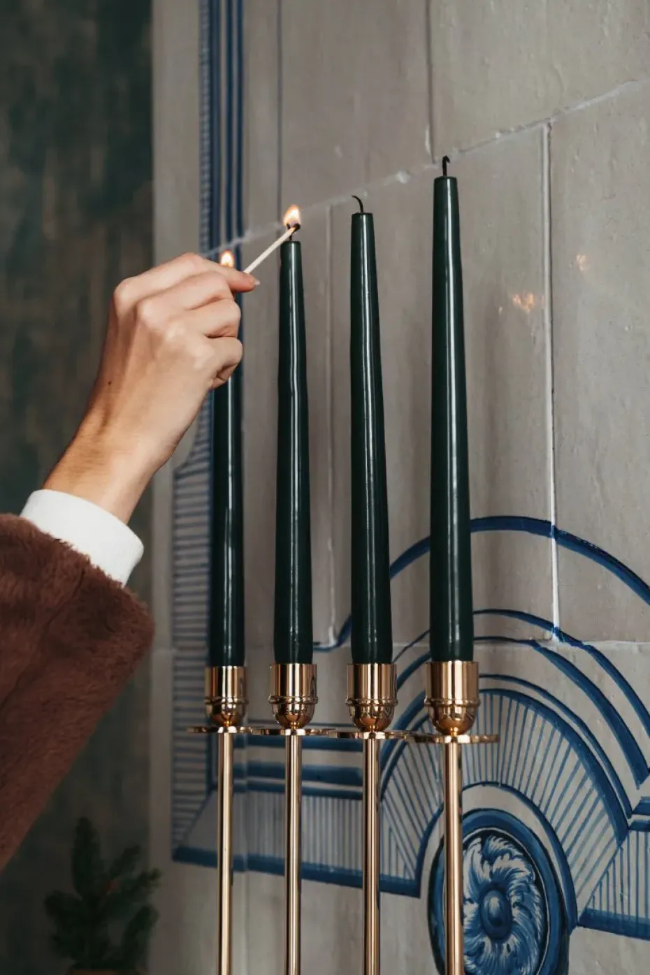 Candelabro Alto, latón macizo