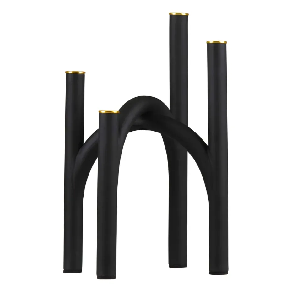 Candelabro Angui 34 cm, negro-oro