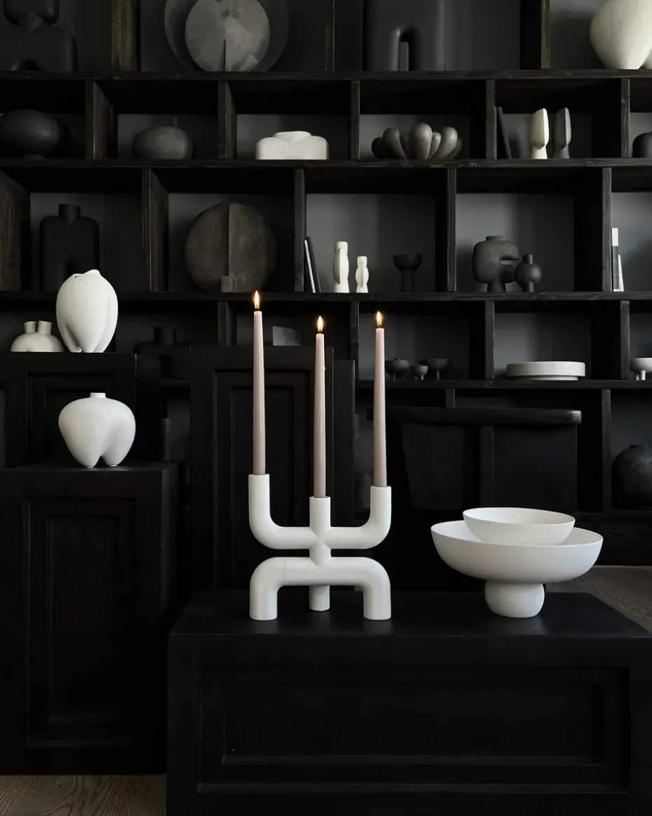 Candelabro Cobra 25x25 cm, Bone White