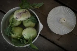 Candelabro con plato Ernst, Blanco natural