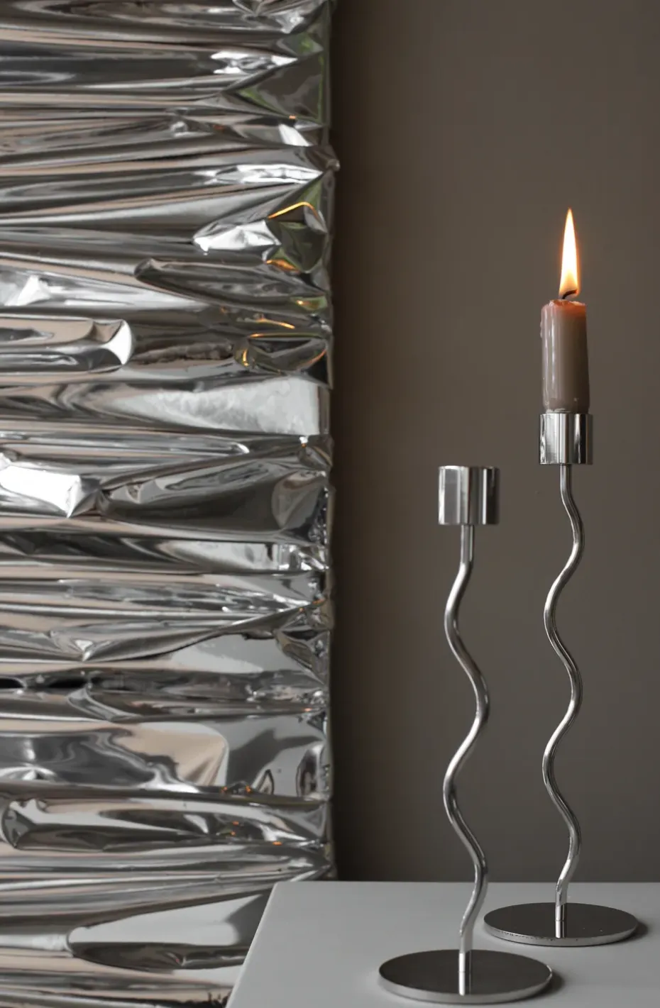 Candelabro Curved 23 cm, Acero inoxidable