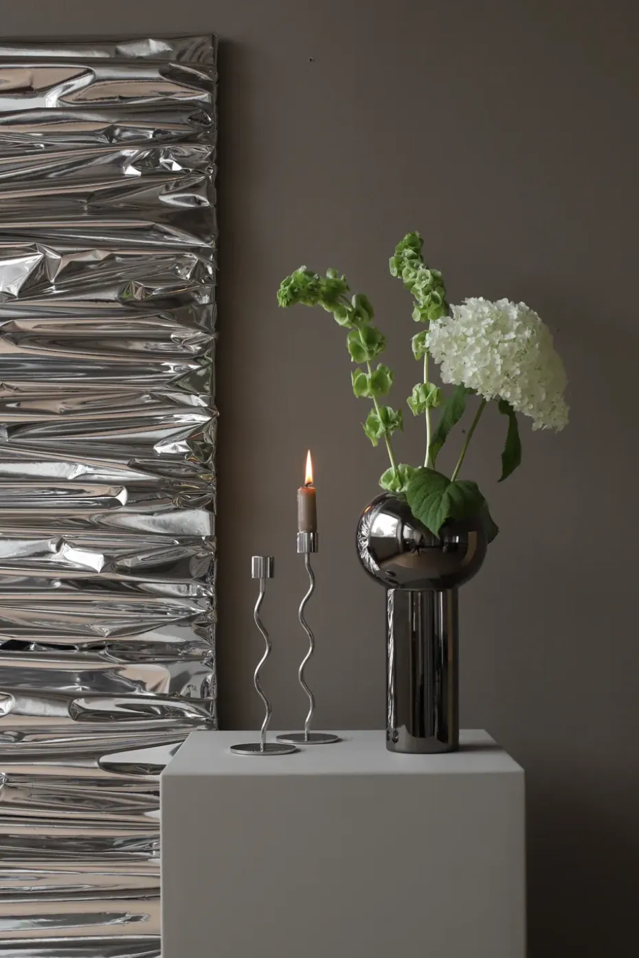 Candelabro Curved 23 cm, Acero inoxidable