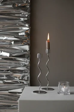 Candelabro Curved 26 cm, Acero inoxidable