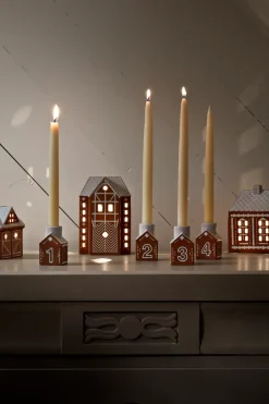Candelabro de Adviento Gingerbread 4 piezas, Marrón