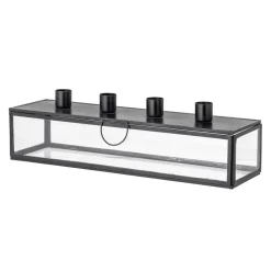 Candelabro de adviento Pelo 34 cm, negro-transparente