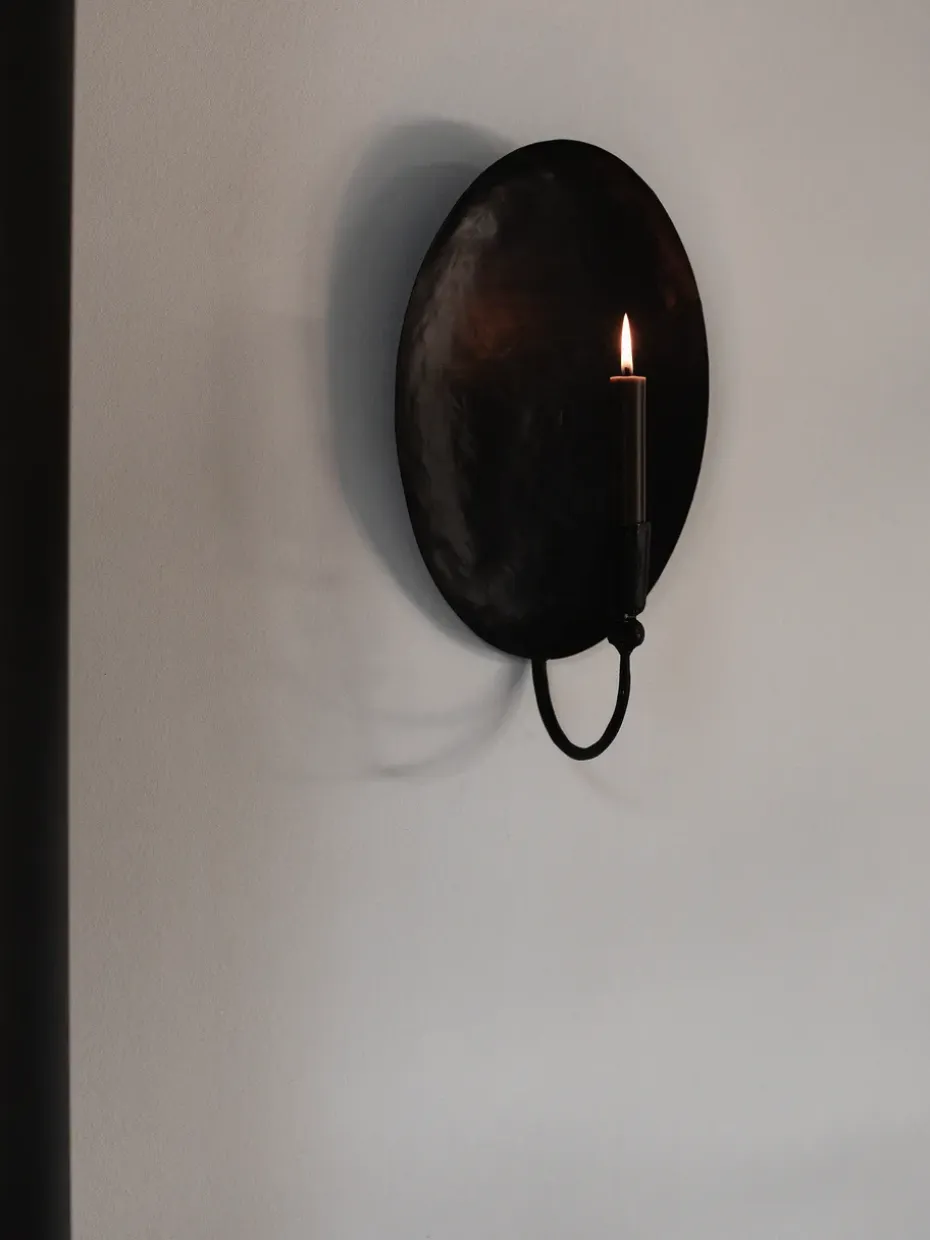 Candelabro de pared Boule con placa trasera, Negro