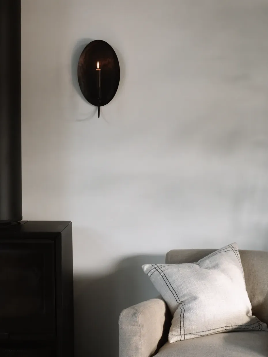 Candelabro de pared Boule con placa trasera, Negro