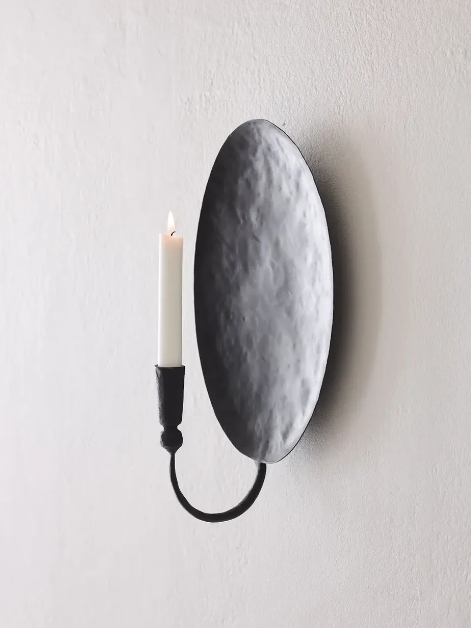 Candelabro de pared Boule con placa trasera, Negro