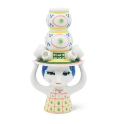 Candelabro Lady with hat H16 cm, Rosa