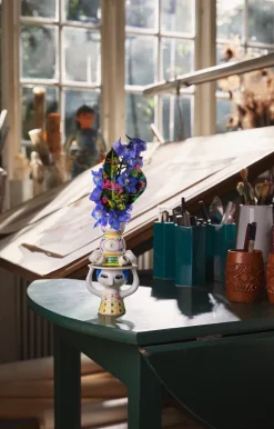 Candelabro Lady with hat H16 cm, Rosa