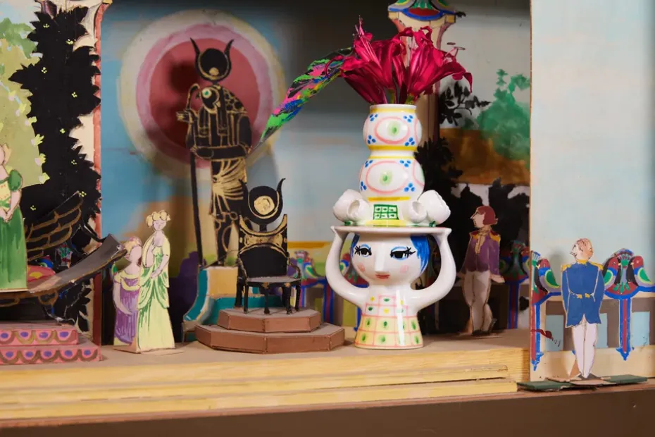 Candelabro Lady with hat H16 cm, Rosa