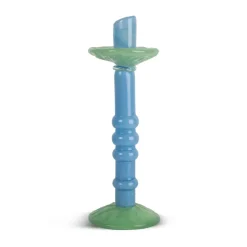 Candelabro Lara L 32 cm, Azul claro-verde menta