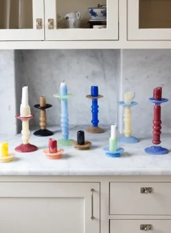 Candelabro Lara L 32 cm, Azul claro-verde menta