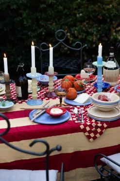 Candelabro Lara M 26 cm, Beige claro-azul claro