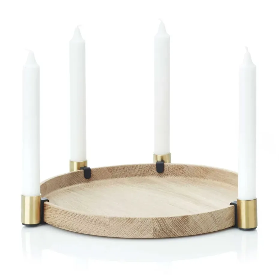 Candelabro Luna maxi, roble-latón