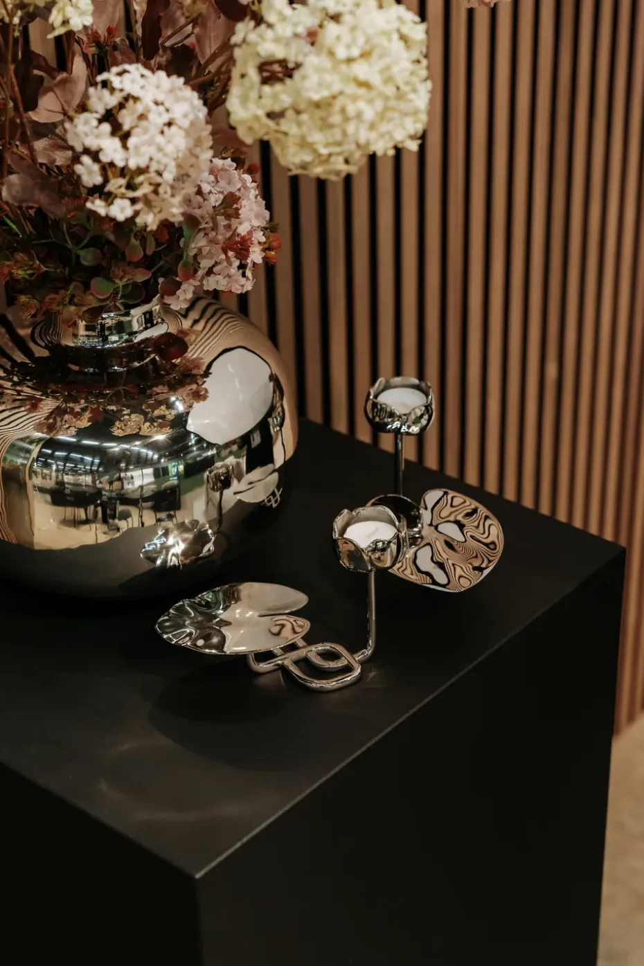 Candelabro Ninfea No.2, Latón niquelado