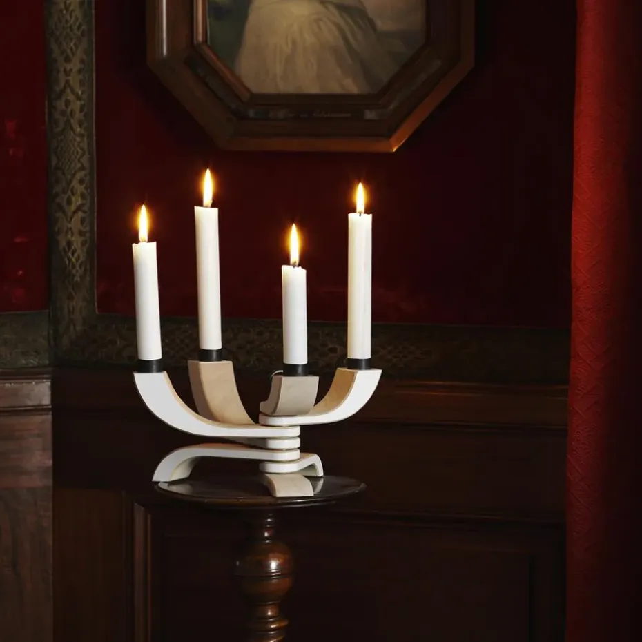 Candelabro Nordic Light, 4 brazos, blanco