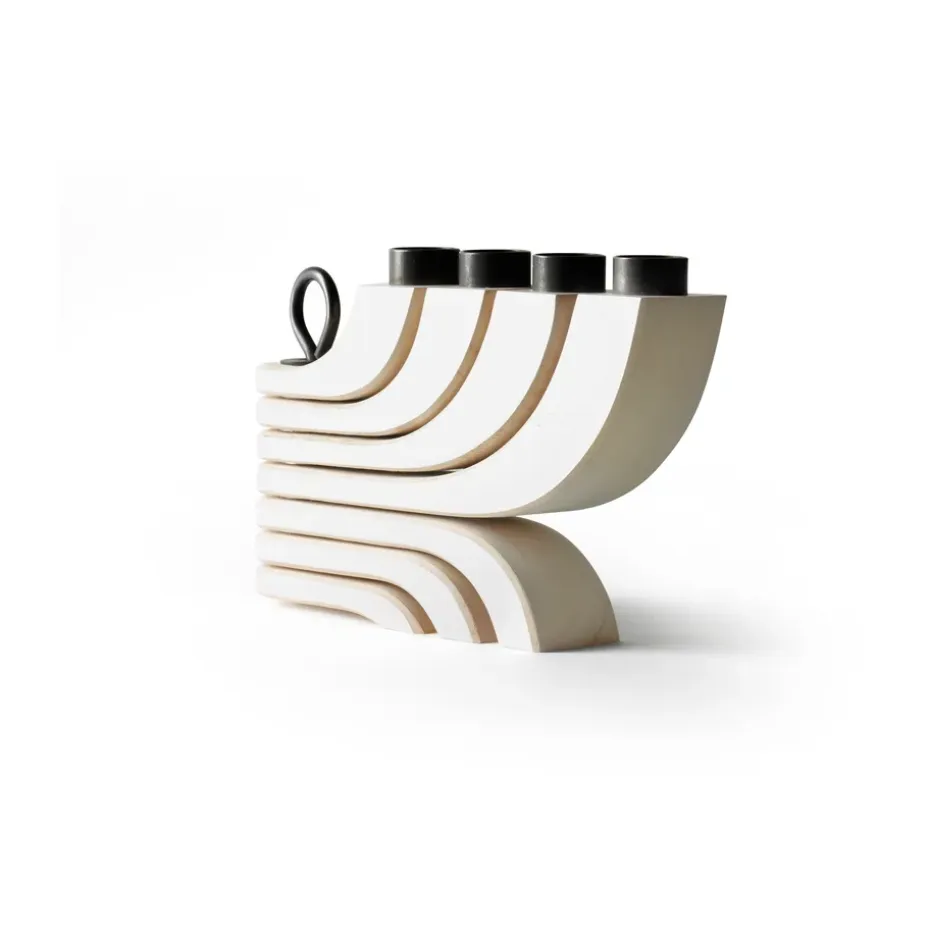 Candelabro Nordic Light, 4 brazos, blanco