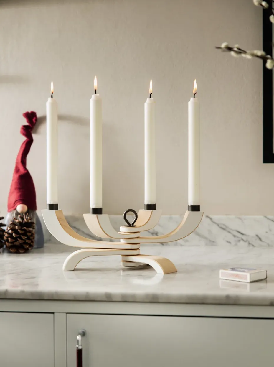 Candelabro Nordic Light, 4 brazos, blanco